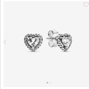 Pandora silver elevated heart stud earrings